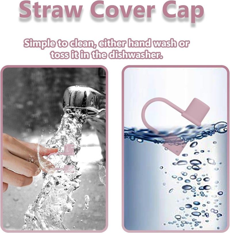 GGDECA 7Pcs Straw Cover Cap for Stanley Cup,Simple 10mm(0.4inch) Silicone Straw Toppers for Stanley 40&30oz Tumbler Accessories-Pink/2 - Image 5